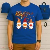 Halloween Three Gnomes Hat Leopard Pumpkin Fall Leaves Cool Gift T-Shirt thumb 6