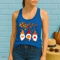 Halloween Three Gnomes Hat Leopard Pumpkin Fall Leaves Cool Gift Women's Tank Top thumb 2