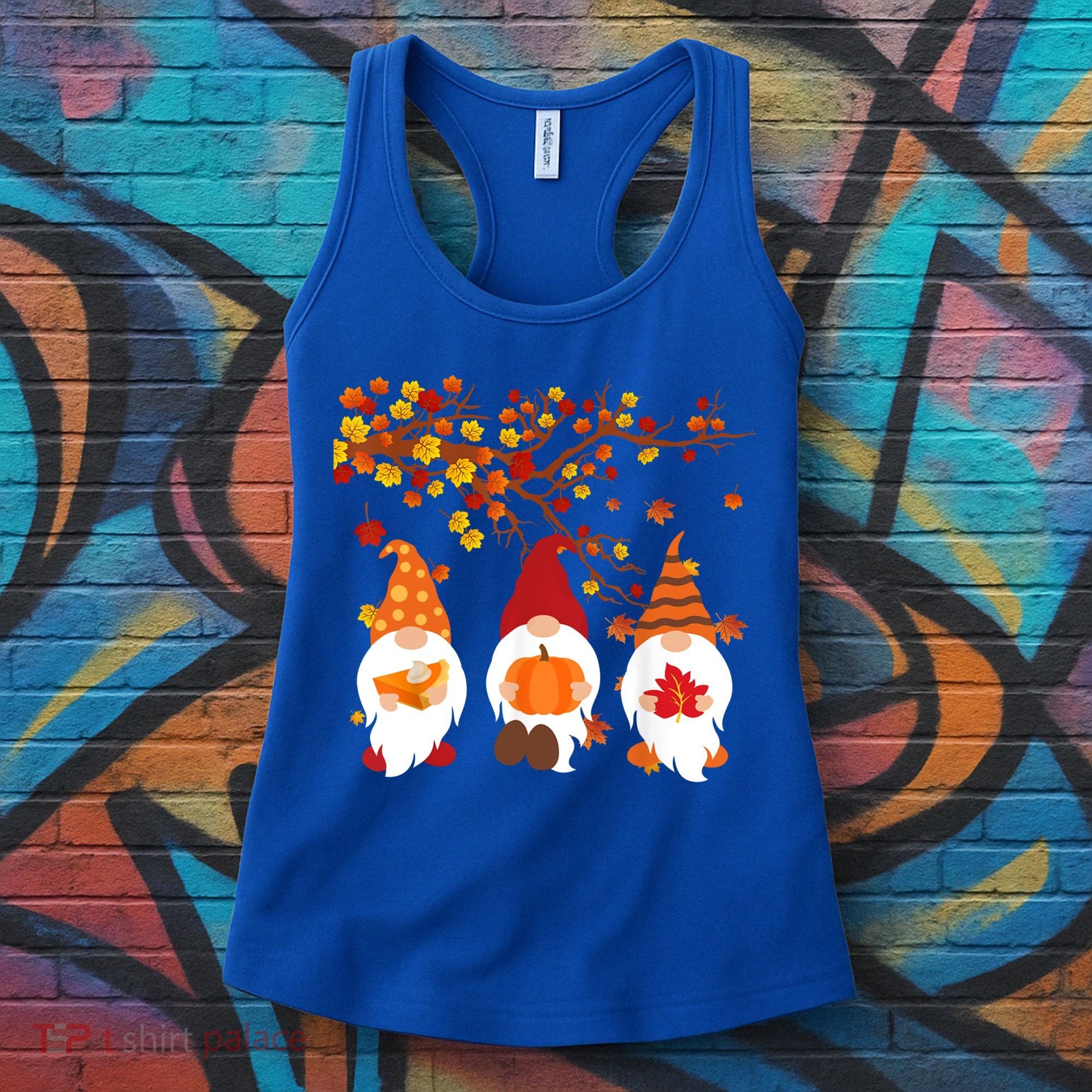 Halloween Three Gnomes Hat Leopard Pumpkin Fall Leaves Cool Gift Women's Tank Top