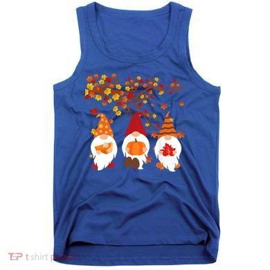 Halloween Three Gnomes Hat Leopard Pumpkin Fall Leaves Cool Gift Tank Top