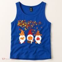 Halloween Three Gnomes Hat Leopard Pumpkin Fall Leaves Cool Gift Tank Top thumb 2