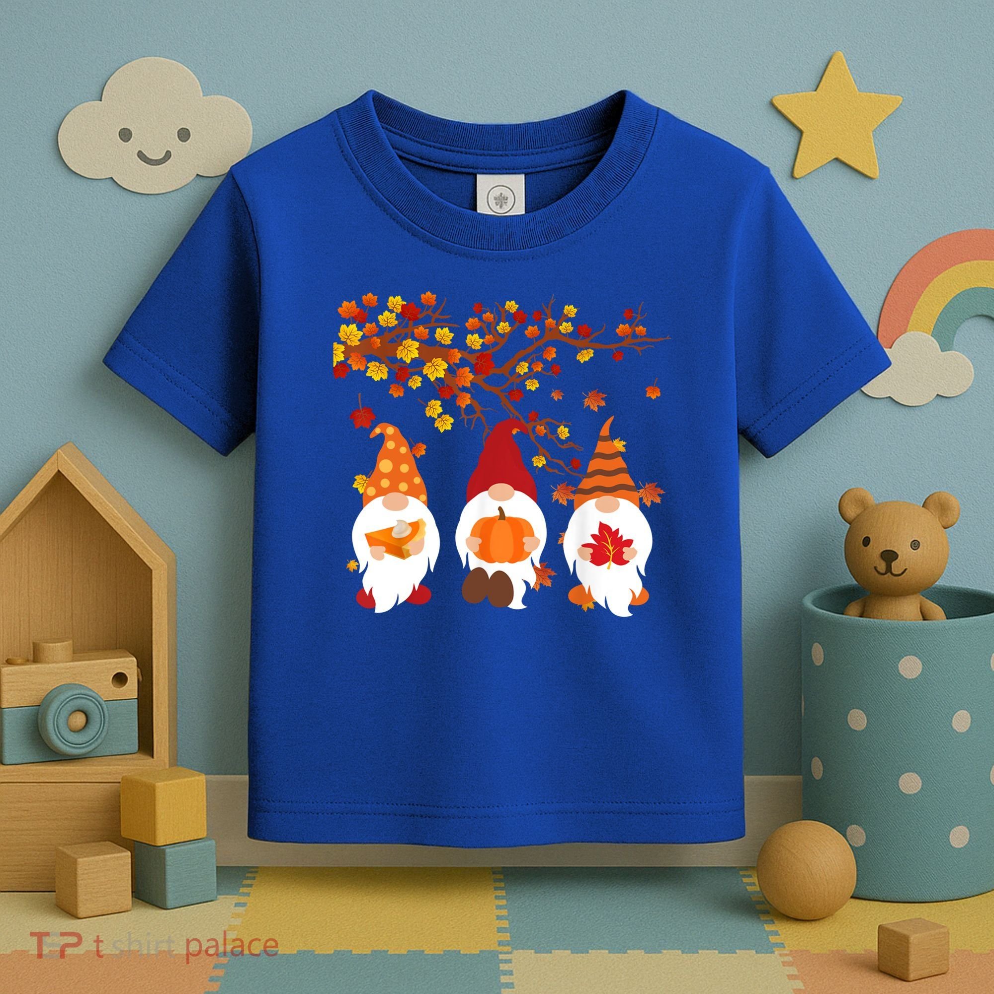 Halloween Three Gnomes Hat Leopard Pumpkin Fall Leaves Cool Gift Toddler T-Shirt