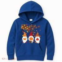 Halloween Three Gnomes Hat Leopard Pumpkin Fall Leaves Cool Gift Kids Hoodie thumb 0