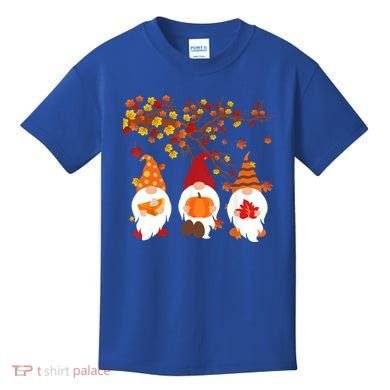 Halloween Three Gnomes Hat Leopard Pumpkin Fall Leaves Cool Gift Kids T-Shirt