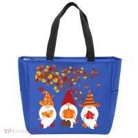 Halloween Three Gnomes Hat Leopard Pumpkin Fall Leaves Cool Gift Tote Bag thumb 0