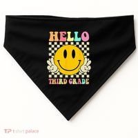 Hello Third Grade Hippie Smile Face 3rd Grade Back To School USA-Made Doggie Bandana thumb 0
