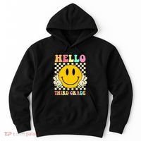 Hello Third Grade Hippie Smile Face 3rd Grade Back To School Hoodie thumb 0
