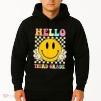 Hello Third Grade Hippie Smile Face 3rd Grade Back To School Hoodie thumb 2