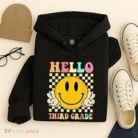 Hello Third Grade Hippie Smile Face 3rd Grade Back To School Hoodie thumb 4