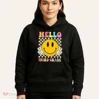 Hello Third Grade Hippie Smile Face 3rd Grade Back To School Hoodie thumb 5