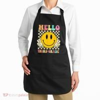 Hello Third Grade Hippie Smile Face 3rd Grade Back To School Apron thumb 2