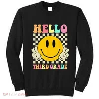 Hello Third Grade Hippie Smile Face 3rd Grade Back To School Sweatshirt thumb 0