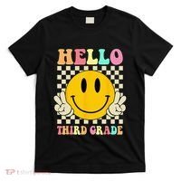 Hello Third Grade Hippie Smile Face 3rd Grade Back To School T-Shirt thumb 0