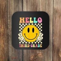 Hello Third Grade Hippie Smile Face 3rd Grade Back To School Coaster thumb 0