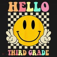 Hello Third Grade Hippie Smile Face 3rd Grade Back To School Pajama Set thumb 2