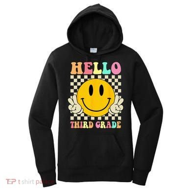 Hello Third Grade Hippie Smile Face 3rd Grade Back To School Women's Hoodie