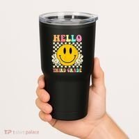 Hello Third Grade Hippie Smile Face 3rd Grade Back To School Tumbler thumb 2