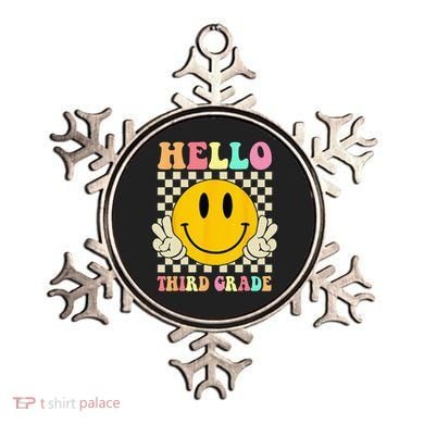 Hello Third Grade Hippie Smile Face 3rd Grade Back To School Ornament