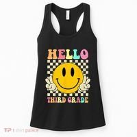 Hello Third Grade Hippie Smile Face 3rd Grade Back To School Women's Tank Top thumb 0