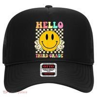 Hello Third Grade Hippie Smile Face 3rd Grade Back To School Hat thumb 0