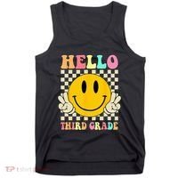 Hello Third Grade Hippie Smile Face 3rd Grade Back To School Tank Top thumb 0