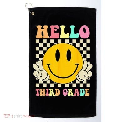 Hello Third Grade Hippie Smile Face 3rd Grade Back To School Golf Towel