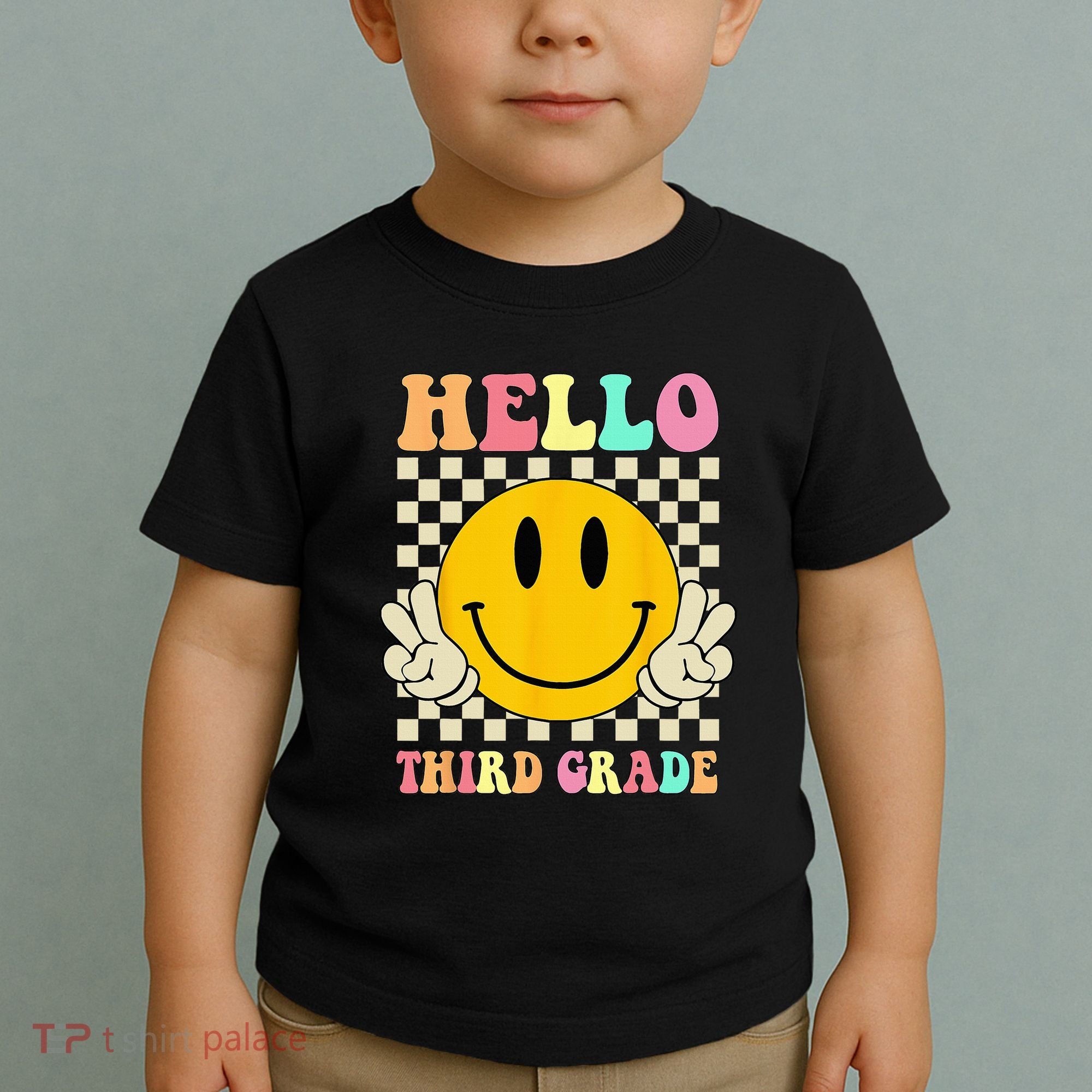 Hello Third Grade Hippie Smile Face 3rd Grade Back To School Toddler T-Shirt