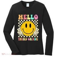 Hello Third Grade Hippie Smile Face 3rd Grade Back To School Women's Long Sleeve Shirt thumb 0