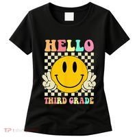 Hello Third Grade Hippie Smile Face 3rd Grade Back To School Women's T-Shirt thumb 0
