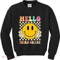 Hello Third Grade Hippie Smile Face 3rd Grade Back To School Kids Sweatshirt thumb 0