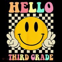 Hello Third Grade Hippie Smile Face 3rd Grade Back To School Kids Sweatshirt thumb 2