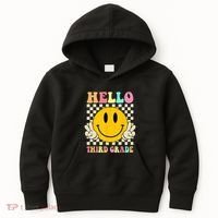 Hello Third Grade Hippie Smile Face 3rd Grade Back To School Kids Hoodie thumb 0