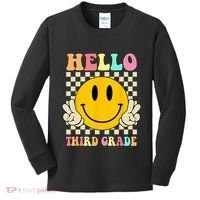 Hello Third Grade Hippie Smile Face 3rd Grade Back To School Kids Long Sleeve Shirt thumb 0
