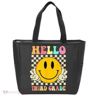 Hello Third Grade Hippie Smile Face 3rd Grade Back To School Tote Bag