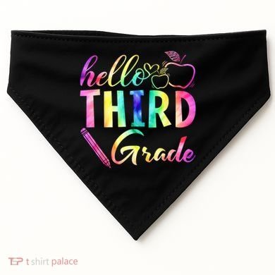 Hello Third Grade Tie Dye Back To School 3Rd Grader Teacher Gift USA-Made Doggie Bandana