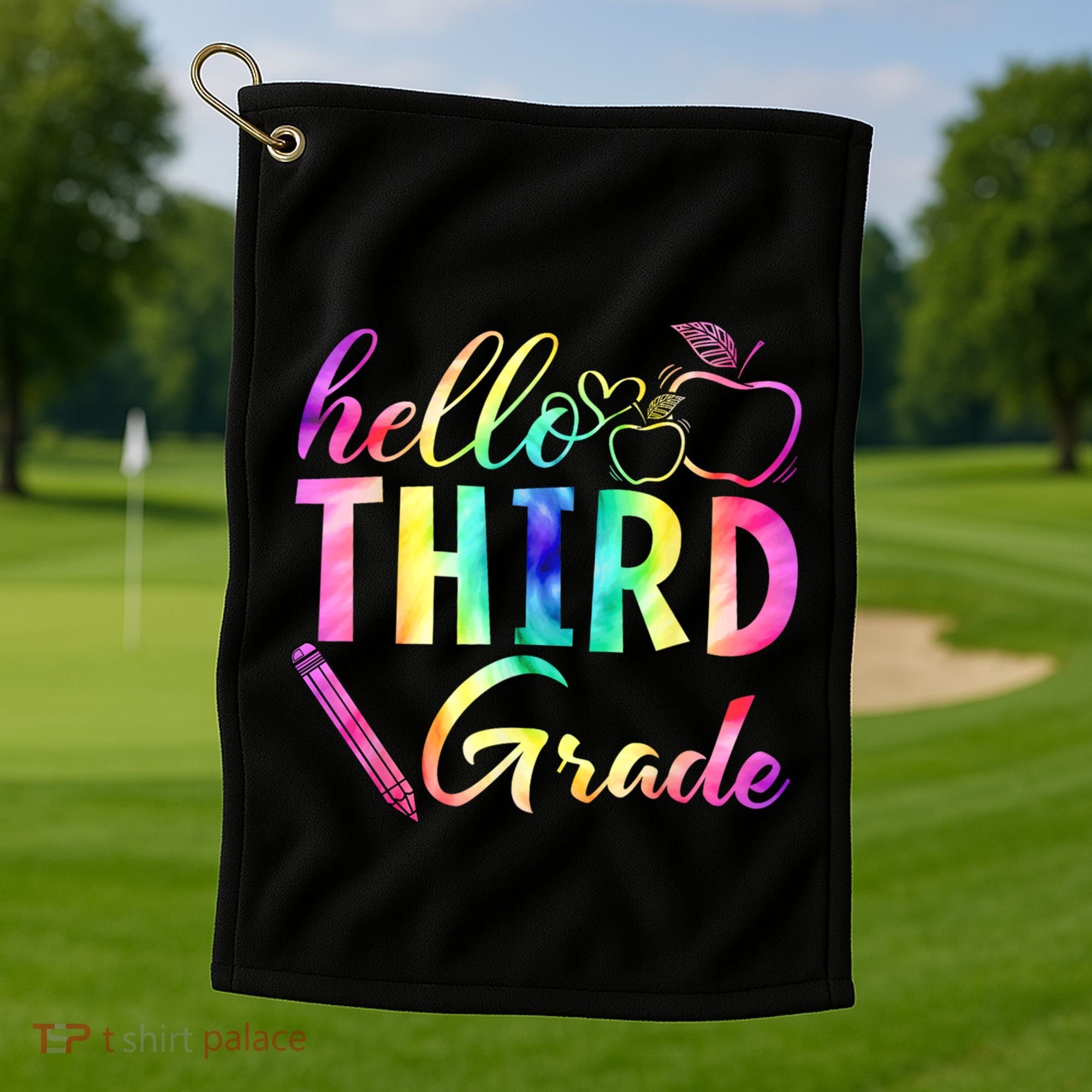 Hello Third Grade Tie Dye Back To School 3Rd Grader Teacher Gift Golf Towel
