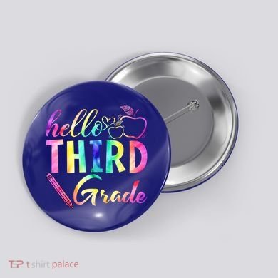 Hello Third Grade Tie Dye Back To School 3Rd Grader Teacher Gift Button