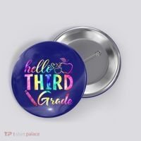 Hello Third Grade Tie Dye Back To School 3Rd Grader Teacher Gift Button thumb 0