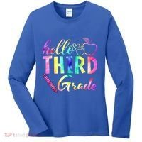 Hello Third Grade Tie Dye Back To School 3Rd Grader Teacher Gift Women's Long Sleeve Shirt thumb 0