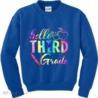 Hello Third Grade Tie Dye Back To School 3Rd Grader Teacher Gift Kids Sweatshirt thumb 0