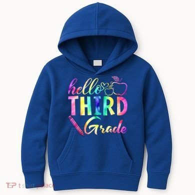 Hello Third Grade Tie Dye Back To School 3Rd Grader Teacher Gift Kids Hoodie