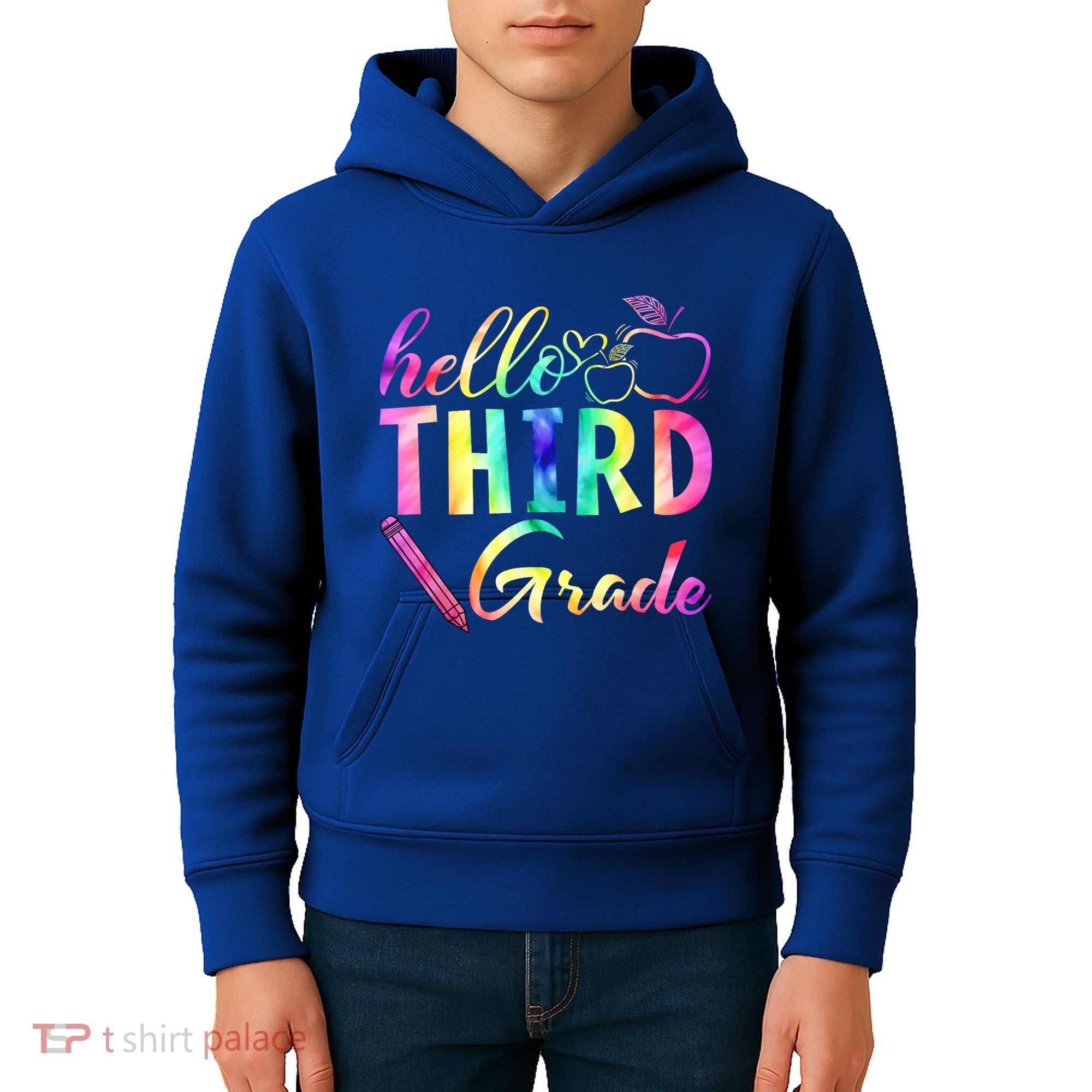 Hello Third Grade Tie Dye Back To School 3Rd Grader Teacher Gift Kids Hoodie