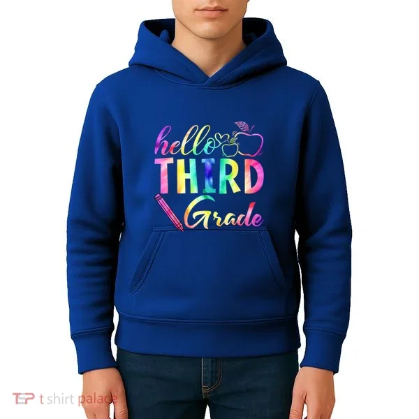 Hello Third Grade Tie Dye Back To School 3Rd Grader Teacher Gift Kids Hoodie