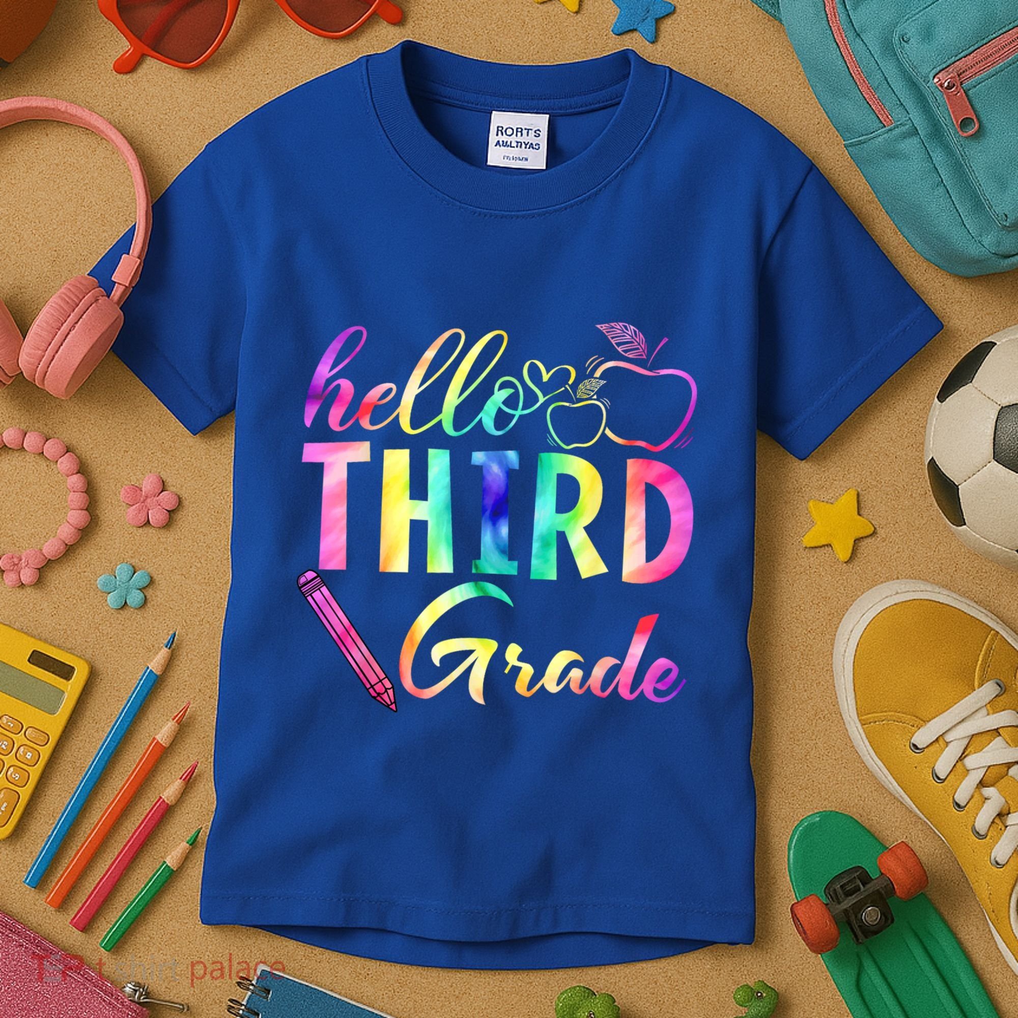 Hello Third Grade Tie Dye Back To School 3Rd Grader Teacher Gift Kids T-Shirt