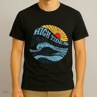 High Tides Good Vibes Vintage Wave And Palm Tree T-Shirt thumb 3