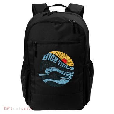 High Tides Good Vibes Vintage Wave And Palm Tree Backpack