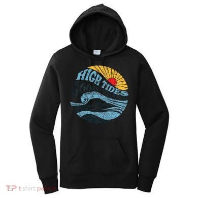 High Tides Good Vibes Vintage Wave And Palm Tree Women's Hoodie