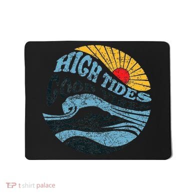 High Tides Good Vibes Vintage Wave And Palm Tree Mousepad