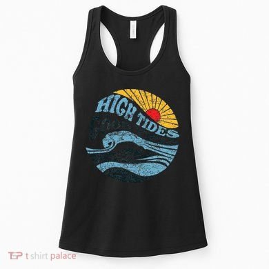 High Tides Good Vibes Vintage Wave And Palm Tree Women's Tank Top