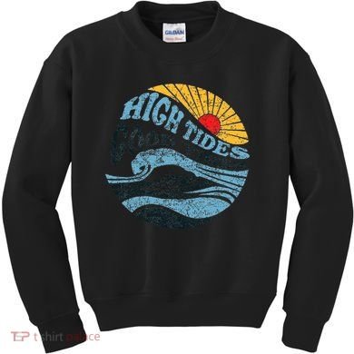 High Tides Good Vibes Vintage Wave And Palm Tree Kids Sweatshirt